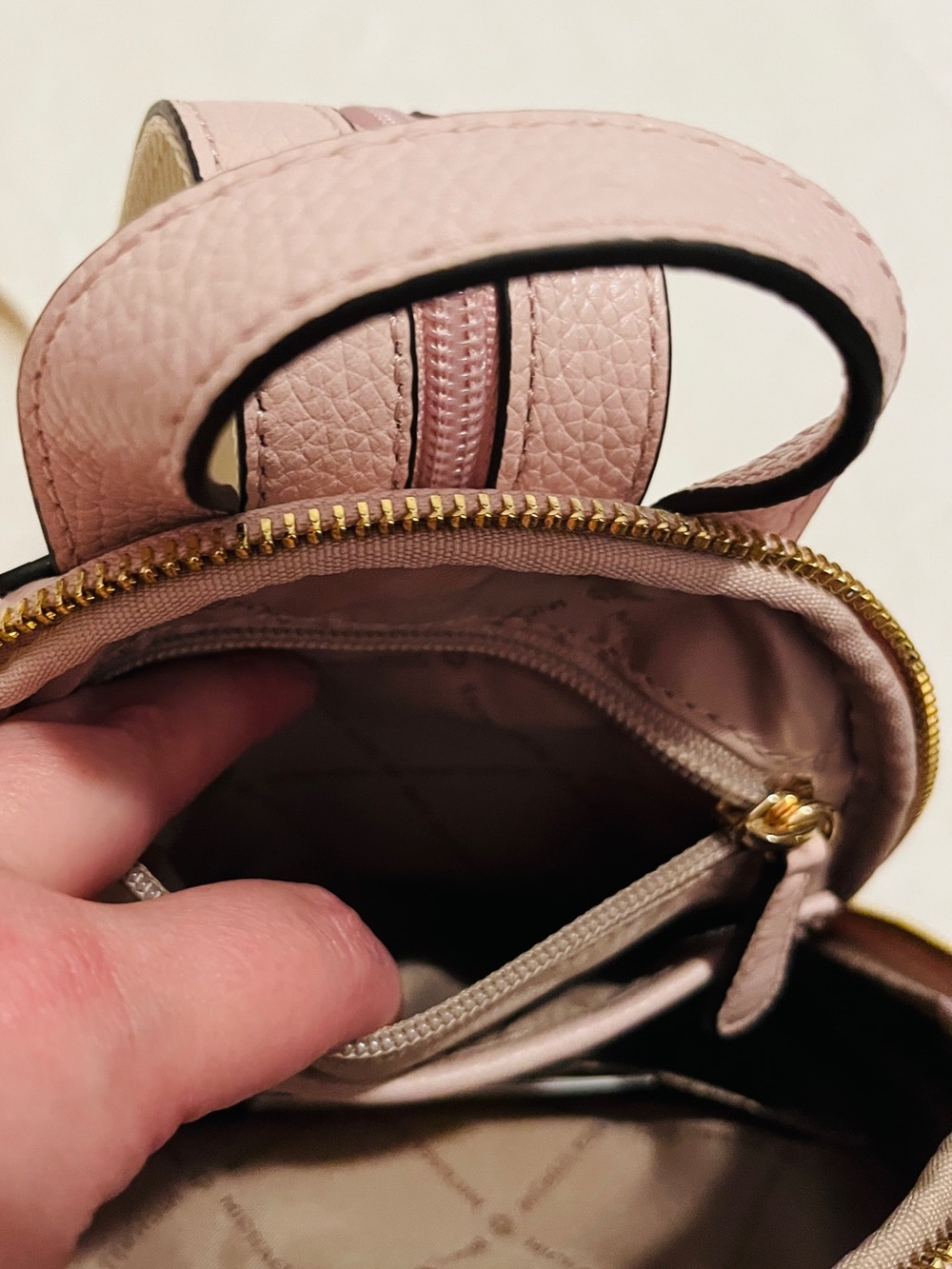 Michael Kors Blush Pebbled Leather Mini Backpack with Gold Hardware - Picture 5 of 9